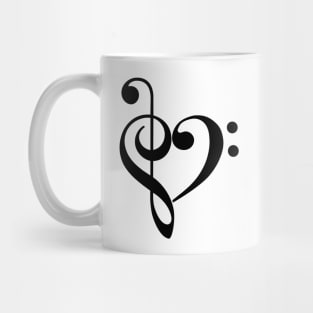 Treble Clef & Bass Clef Heart Mug